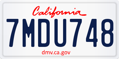 CA license plate 7MDU748
