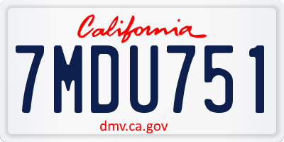 CA license plate 7MDU751