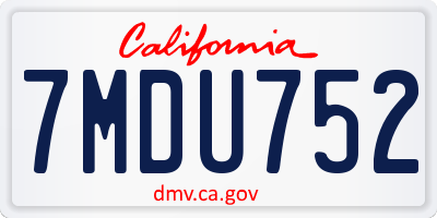 CA license plate 7MDU752