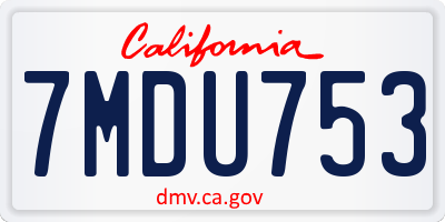 CA license plate 7MDU753