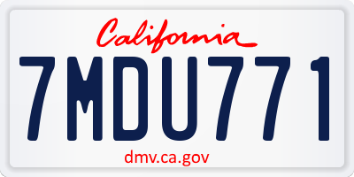 CA license plate 7MDU771