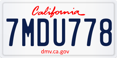 CA license plate 7MDU778