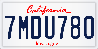 CA license plate 7MDU780