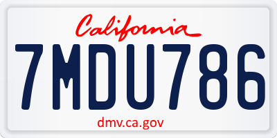 CA license plate 7MDU786