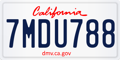 CA license plate 7MDU788