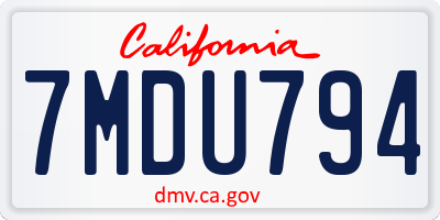 CA license plate 7MDU794