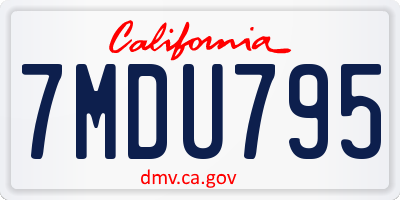 CA license plate 7MDU795