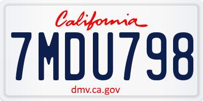 CA license plate 7MDU798