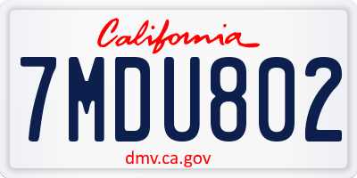 CA license plate 7MDU802