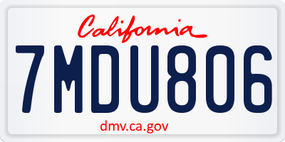 CA license plate 7MDU806
