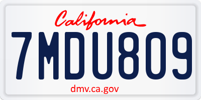 CA license plate 7MDU809