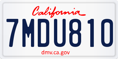 CA license plate 7MDU810