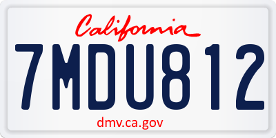 CA license plate 7MDU812