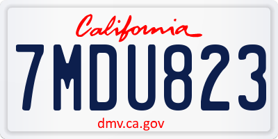 CA license plate 7MDU823