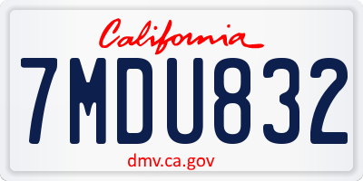 CA license plate 7MDU832