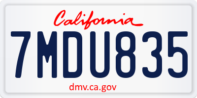 CA license plate 7MDU835