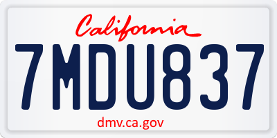 CA license plate 7MDU837