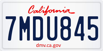 CA license plate 7MDU845