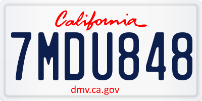 CA license plate 7MDU848