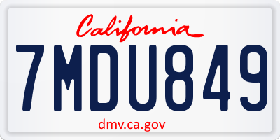 CA license plate 7MDU849