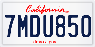 CA license plate 7MDU850
