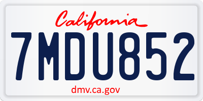 CA license plate 7MDU852