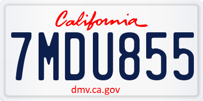CA license plate 7MDU855