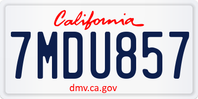 CA license plate 7MDU857