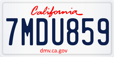 CA license plate 7MDU859