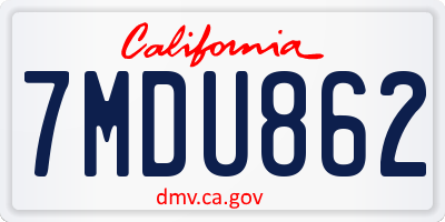 CA license plate 7MDU862
