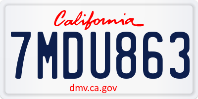 CA license plate 7MDU863