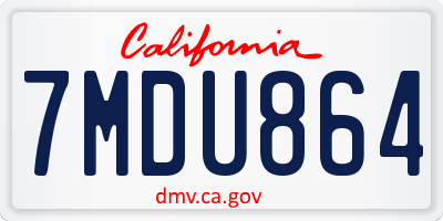 CA license plate 7MDU864