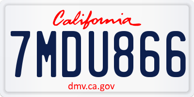 CA license plate 7MDU866