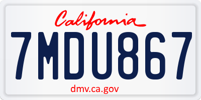 CA license plate 7MDU867