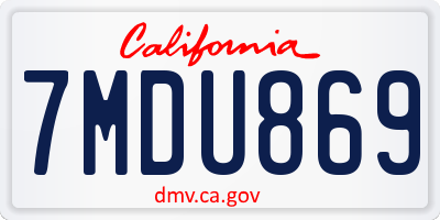 CA license plate 7MDU869
