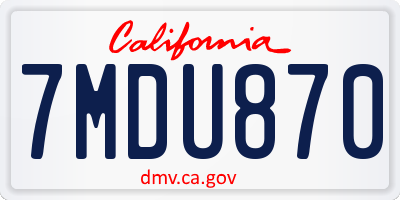 CA license plate 7MDU870