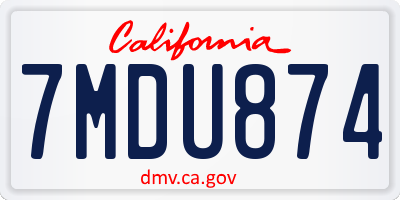 CA license plate 7MDU874