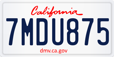 CA license plate 7MDU875