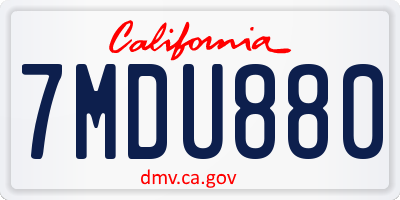 CA license plate 7MDU880