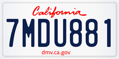 CA license plate 7MDU881