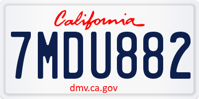 CA license plate 7MDU882