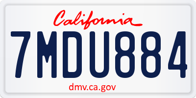 CA license plate 7MDU884
