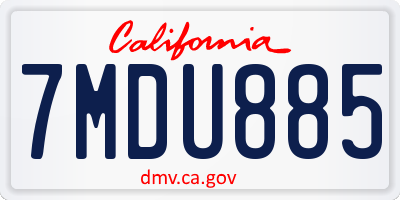 CA license plate 7MDU885