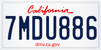CA license plate 7MDU886