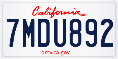 CA license plate 7MDU892