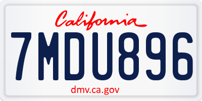CA license plate 7MDU896