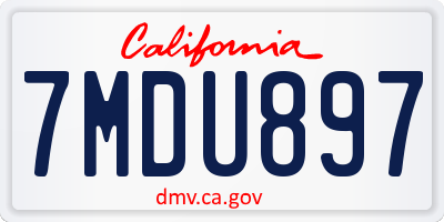 CA license plate 7MDU897