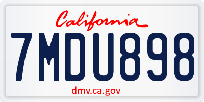 CA license plate 7MDU898