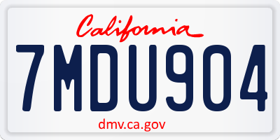 CA license plate 7MDU904