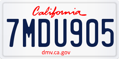 CA license plate 7MDU905